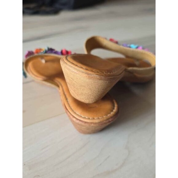 Italian Leather Sandals Floral sz 7 - Picture 6 of 8
